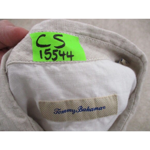 Tommy Bahama Shirt Mens Extra Large XL Beige Tan Linen Casual Camp Button Up - Picture 9 of 10